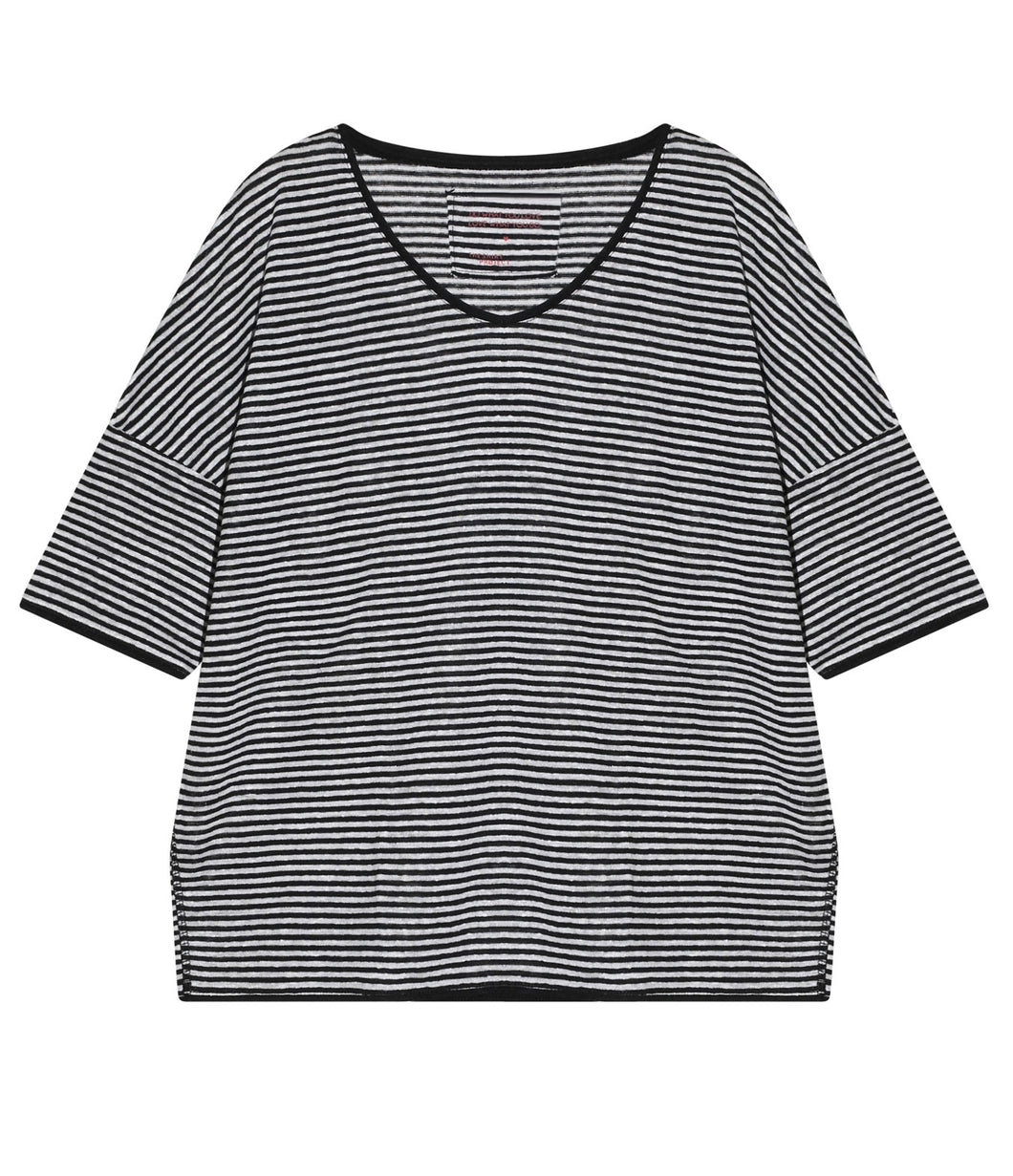 The Shirt Project Linen stripe shirt V-neck half-sleeve